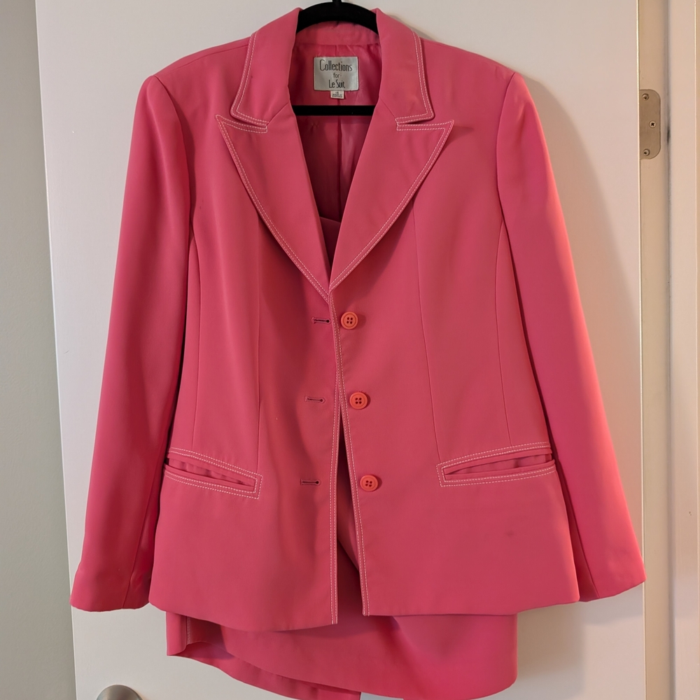 Le Suit Pink Skirt Suit